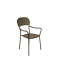 Sedia in Ferro Antracite impilabile con braccioli e verniciatura antiruggine, design elegante per esterni