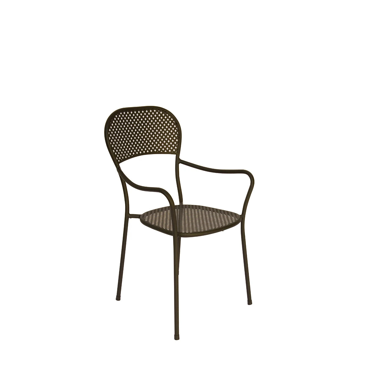 Sedia in Ferro Antracite impilabile con braccioli e verniciatura antiruggine, design elegante per esterni