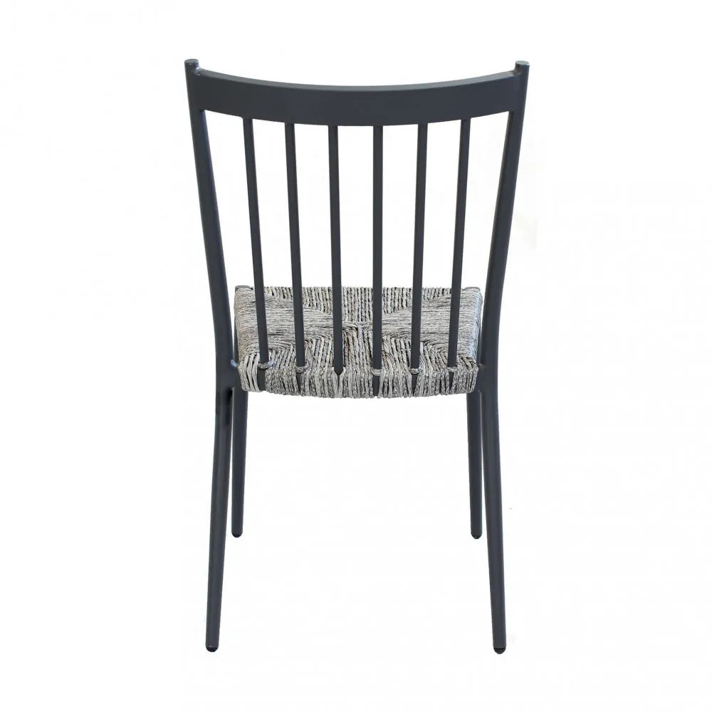 Sedia fissa da giardino in alluminio antracite con seduta in textilene, vista posteriore