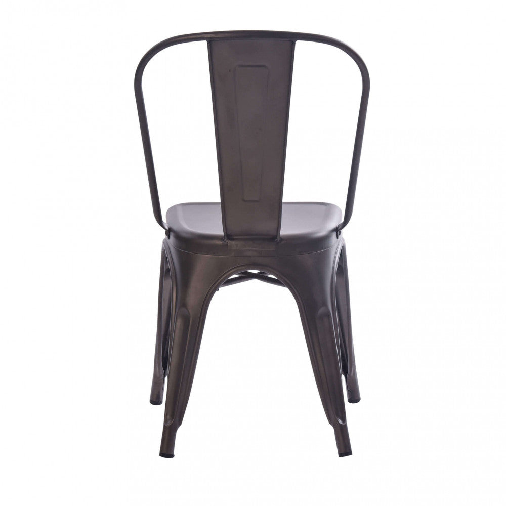 Sedia Gardena in metallo ribattuto colore antracite per arredo giardino vista dal retro