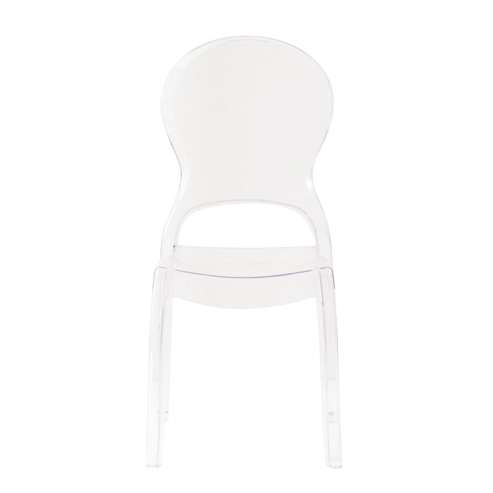 Sedia Halles in policarbonato trasparente, design moderno ed elegante con schienale alto