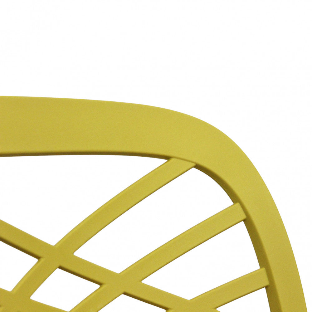 Primo piano del design a rete geometrica dello schienale della sedia Harmonie.