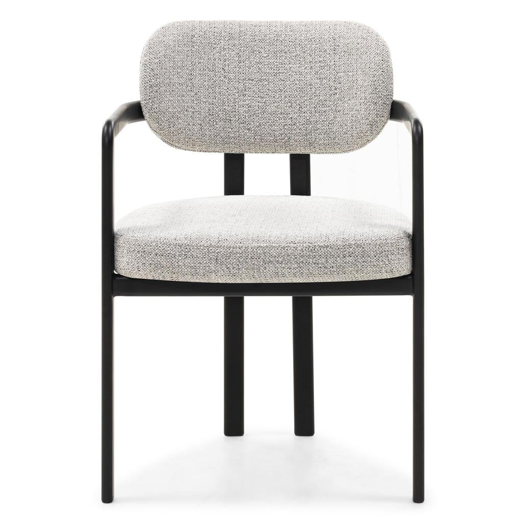 Sedia imbottita Flaire grigio beige con struttura nera - NN-FLA-UPH-CHA-LIGGRE-236
