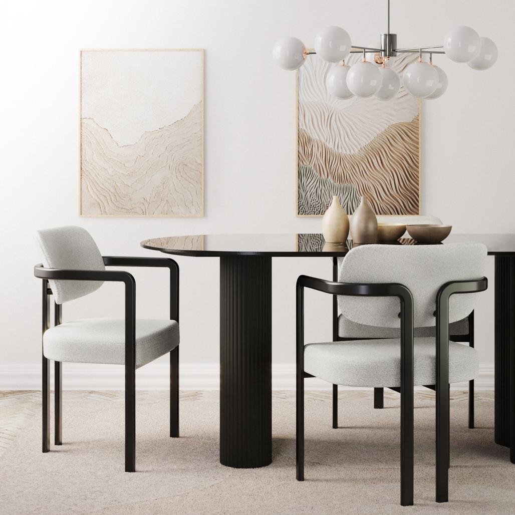 Sedia imbottita Flaire grigio beige con struttura nera - NN-FLA-UPH-CHA-LIGGRE-236 - foto 2