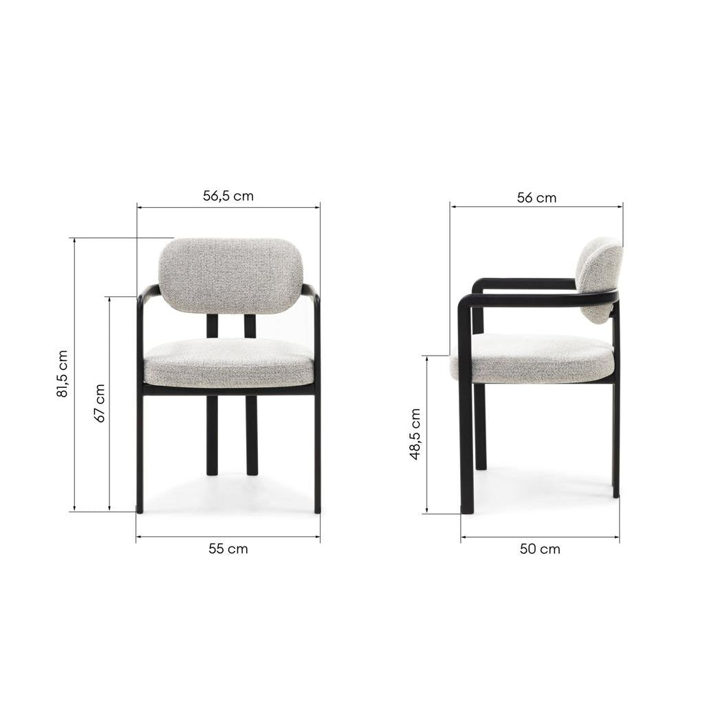 Sedia imbottita Flaire grigio beige con struttura nera - NN-FLA-UPH-CHA-LIGGRE-236 - foto 8