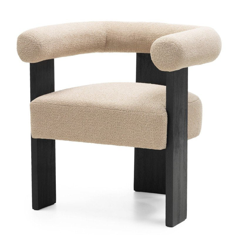 Sedia imbottita Margaret beige con gambe nere - NN-MAR-UPH-CHA-LIGBEI-417