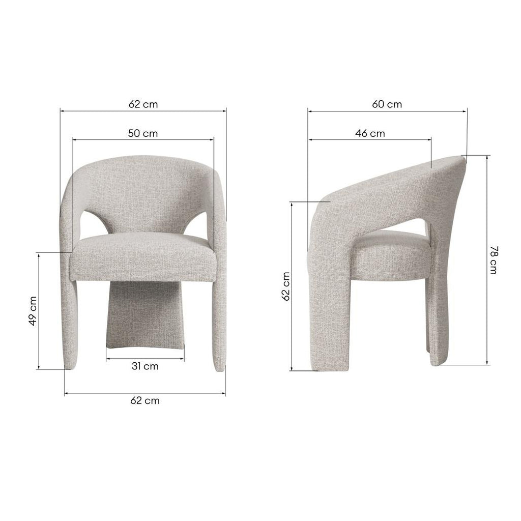 Sedia imbottita Naurine beige crema con braccioli - NN-NAU-UPH-CHA-BEI-350 - foto 6