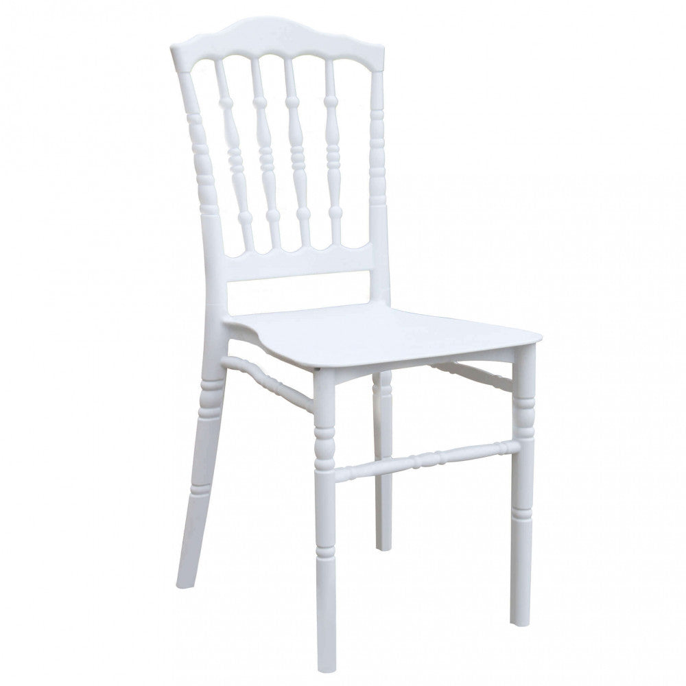 Sedia da Esterno Impilabile Trudy color bianco, realizzata in polipropilene.