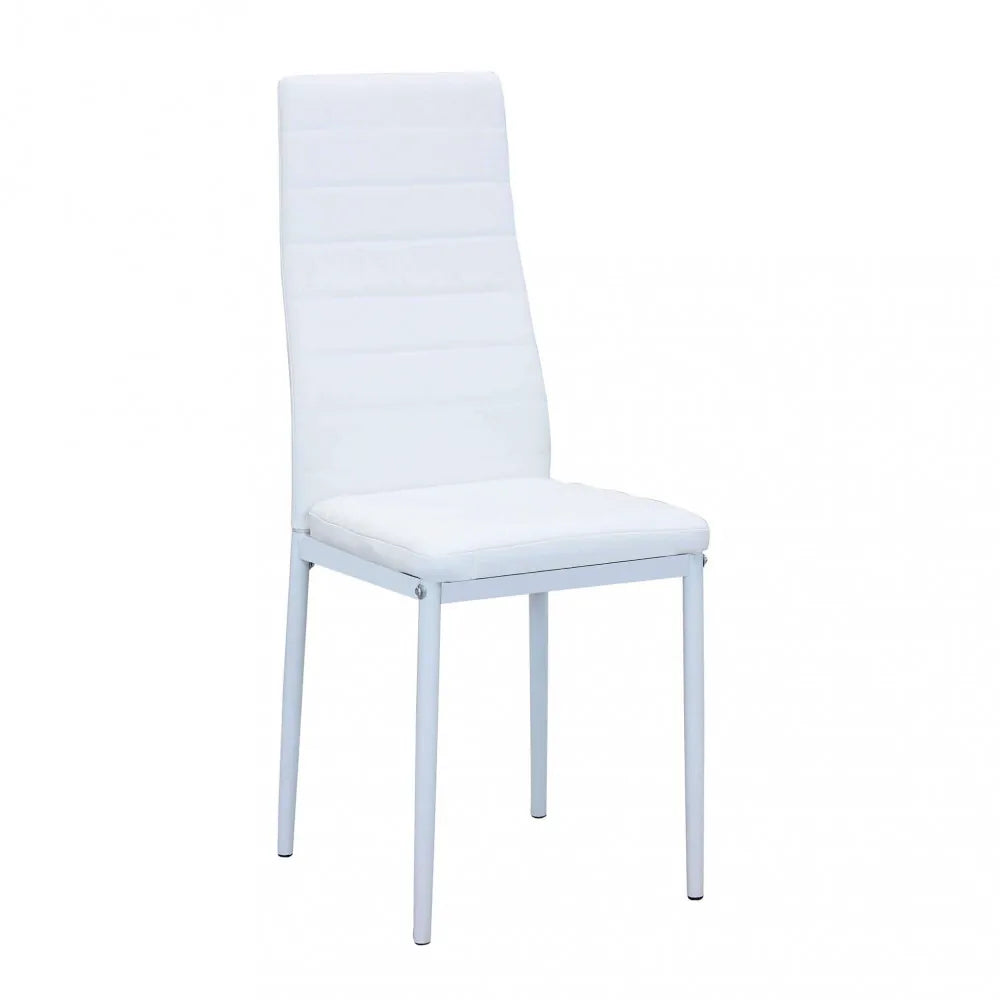 Sedia Ivy imbottita bianca con struttura in metallo, sedia alta e moderna per sala da pranzo