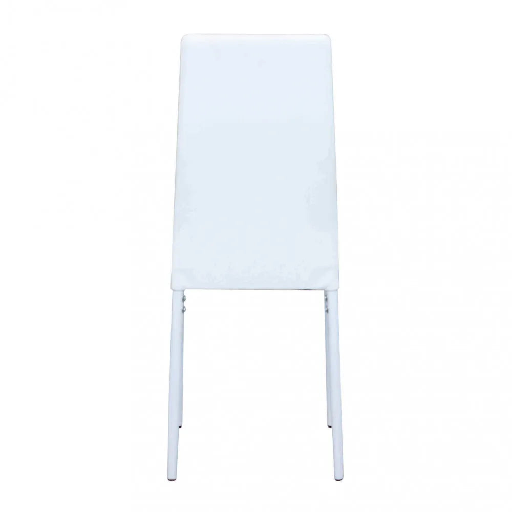 Sedia Ivy imbottita bianca con struttura in metallo, sedia alta e moderna per sala da pranzo, vista posteriore