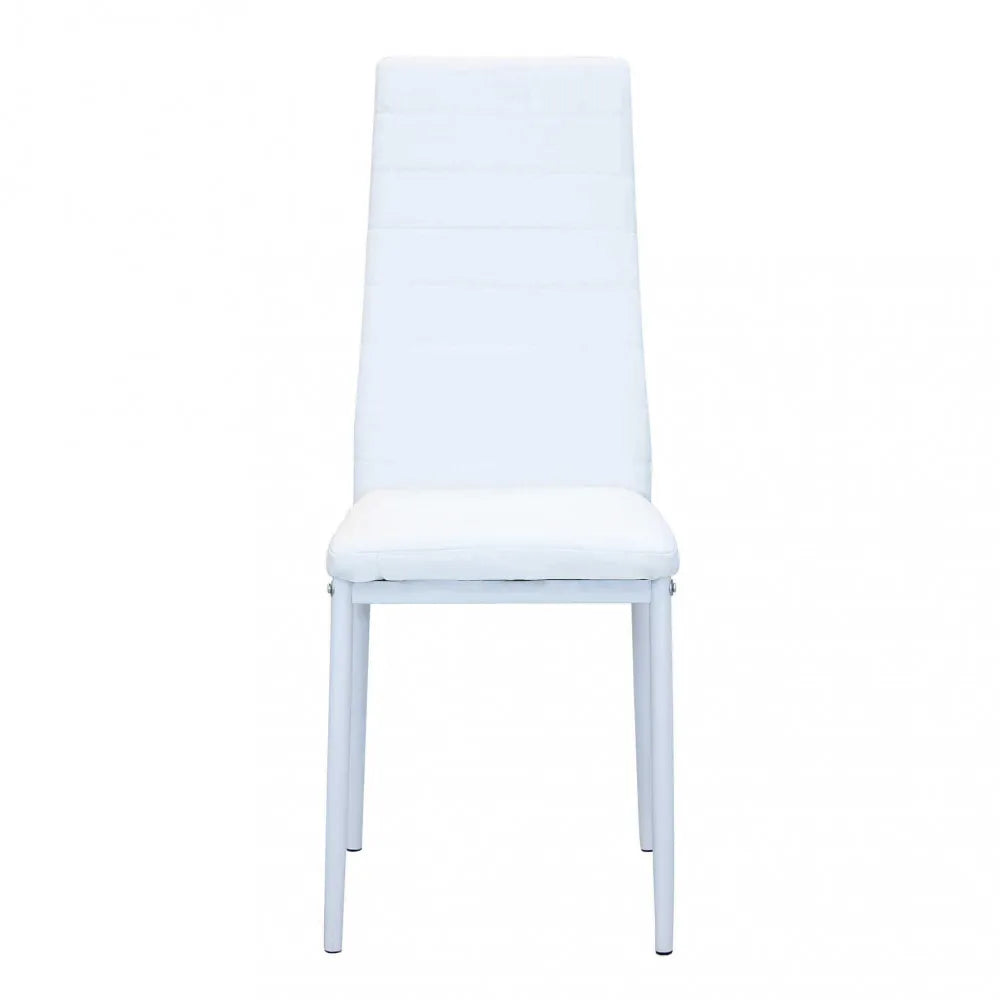 Sedia Ivy imbottita bianca con struttura in metallo, sedia alta e moderna per sala da pranzo, vista frontale