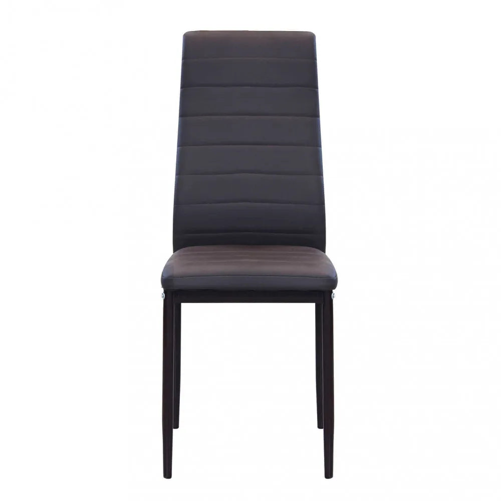 Sedia Ivy imbottita marrone con struttura in metallo, sedia alta per la zona pranzo elegante, vista frontale