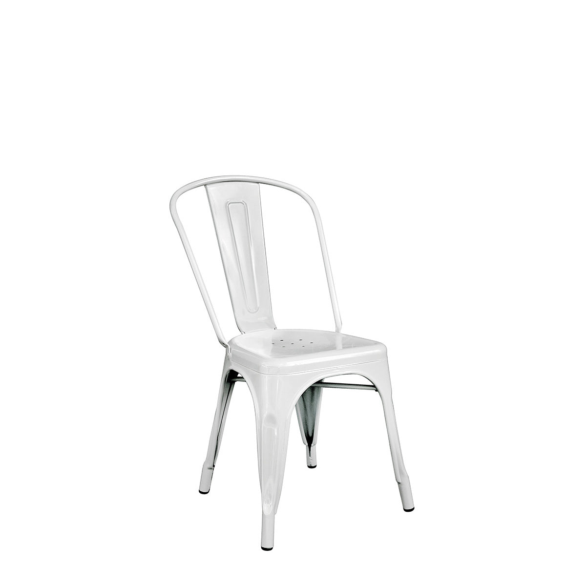 Sedia monoblocco in lamiera metallica impilabile colore avorio per arredo bar e ristorante