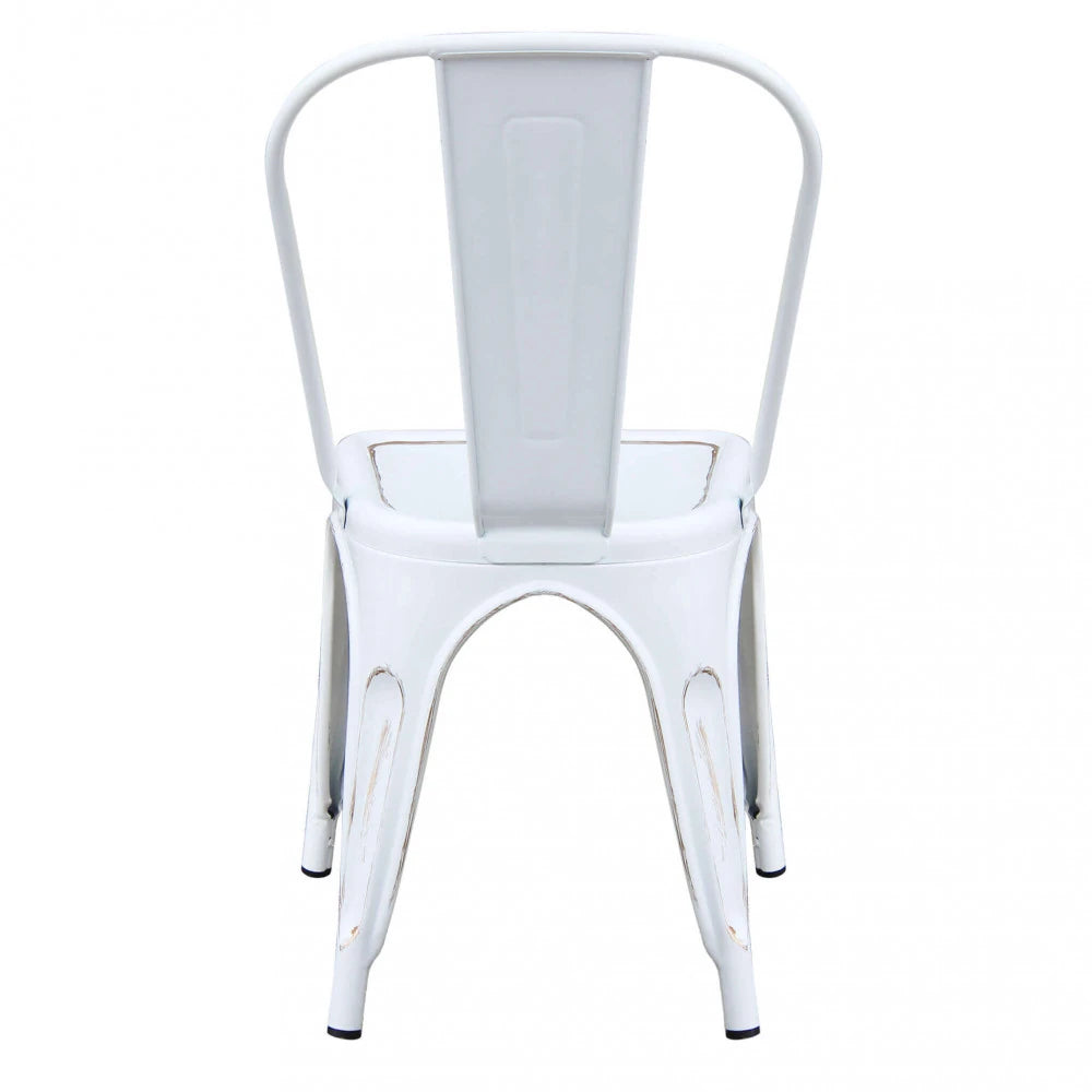 Sedia Lola Bianco Antico: Eleganza Shabby Chic in Metallo Durevole, vista dal retro