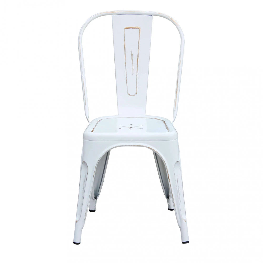 Sedia Lola Bianco Antico in Metallo con finitura antica, per arredo interni elegante e distintivo, vista frontale