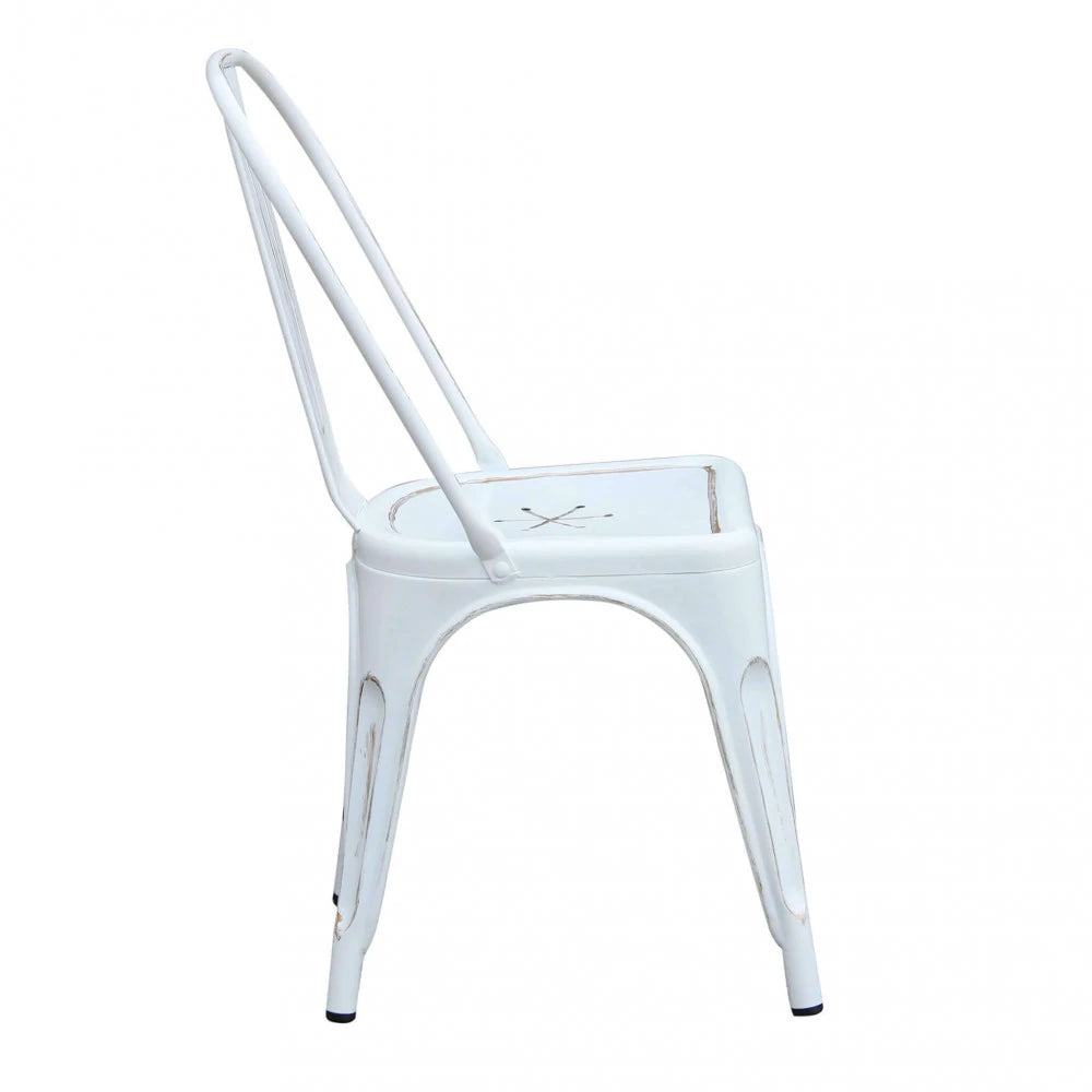 Sedia Lola Bianco Antico in Metallo con finitura antica, per arredo interni elegante e distintivo, vista laterale