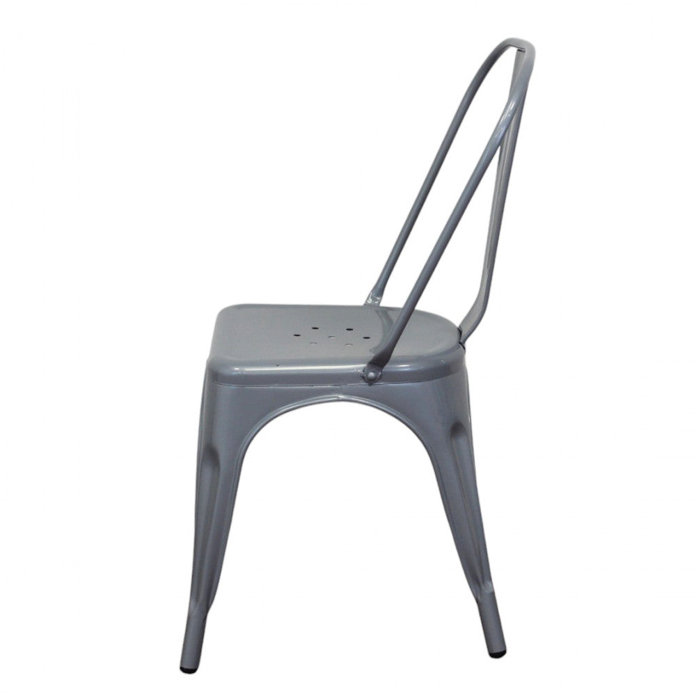 Profilo laterale della Sedia Lola Grigia, mettendo in risalto l'inclinazione ergonomica dello schienale.