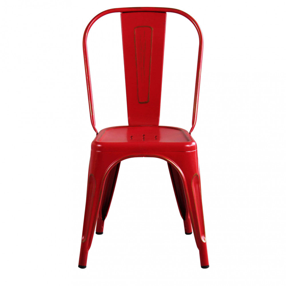 Sedia Lola Red Antico in acciaio rosso, vista frontale dritta su sfondo bianco.