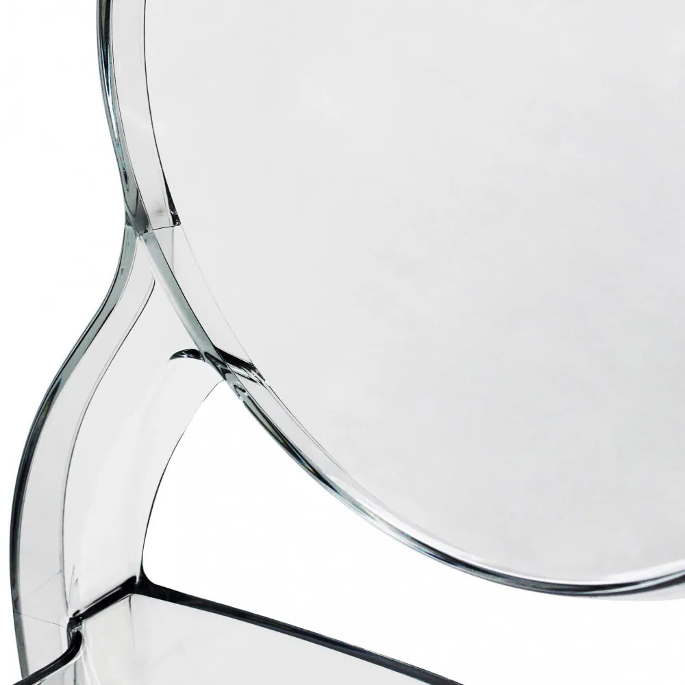 Sedia Louvre trasparente moderna in policarbonato, impilabile, per interni ed esterni, particolare della seduta