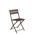 Sedia Lucca Pieghevole in Alluminio Chocolate con design a listelli, resistente e salvaspazio per esterni.