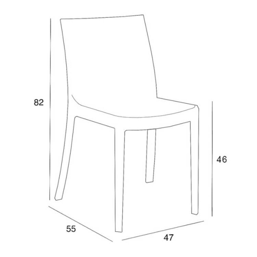Disegno tecnico della sedia Matrix con quote dimensionali: altezza totale 82 cm, larghezza 55 cm, profondità 47 cm e altezza seduta 46 cm.