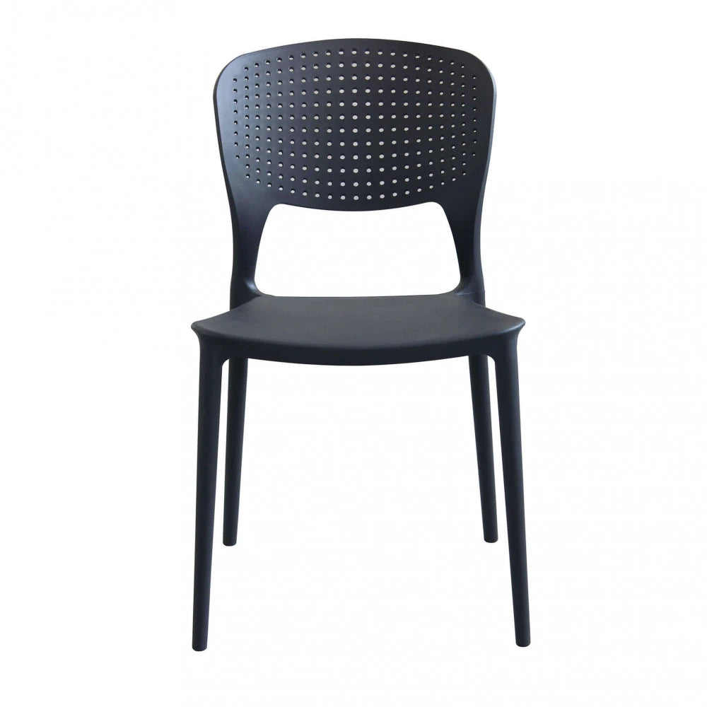 Sedia Mets Antracite (Grigio Scuro) in polipropilene, design moderno, ideale per cucina e giardino, vista frontale