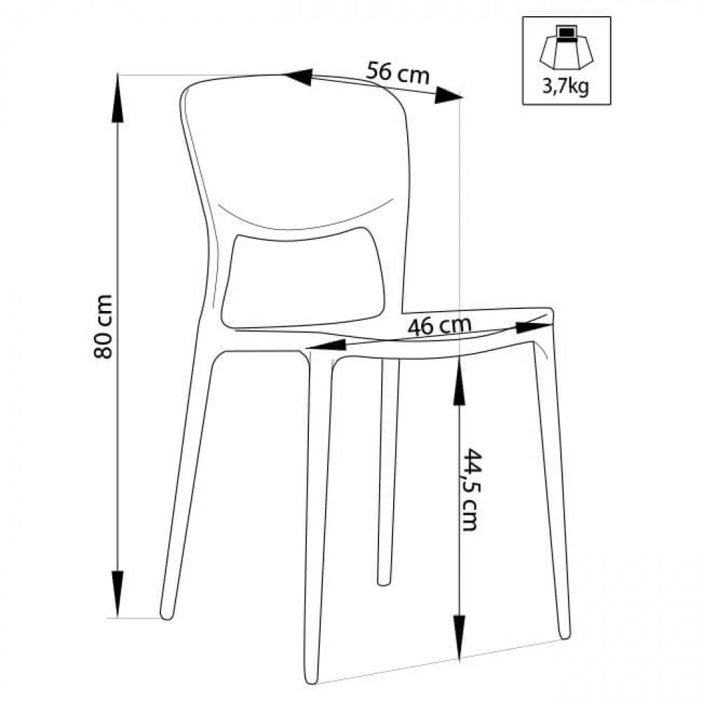 Sedia Mets Bianca in polipropilene, design moderno, ideale per cucina e giardino, misure e schema