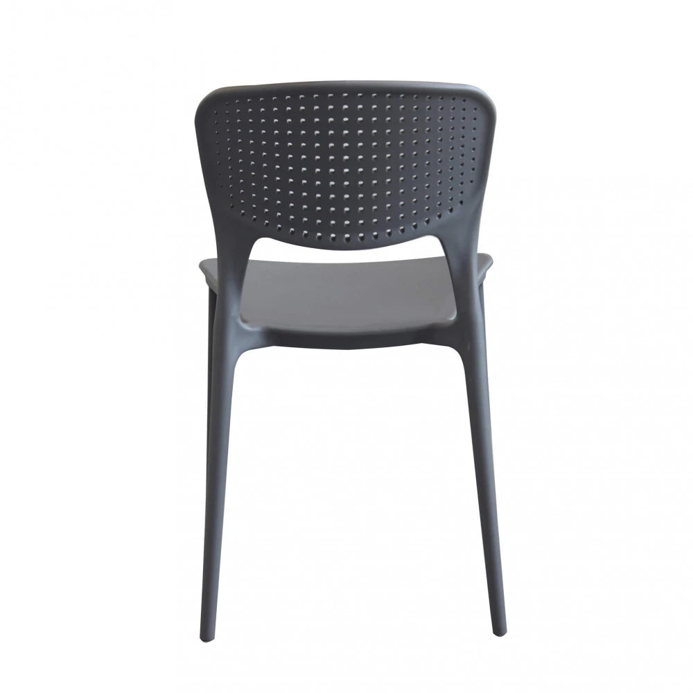 Sedia Mets Taupe (Tortora) in polipropilene, design moderno, ideale per cucina e giardino, vista posteriore