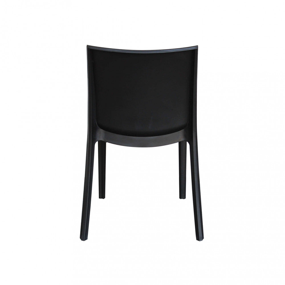 Vista posteriore della sedia Perla antracite con focus sulla solidità delle gambe.
