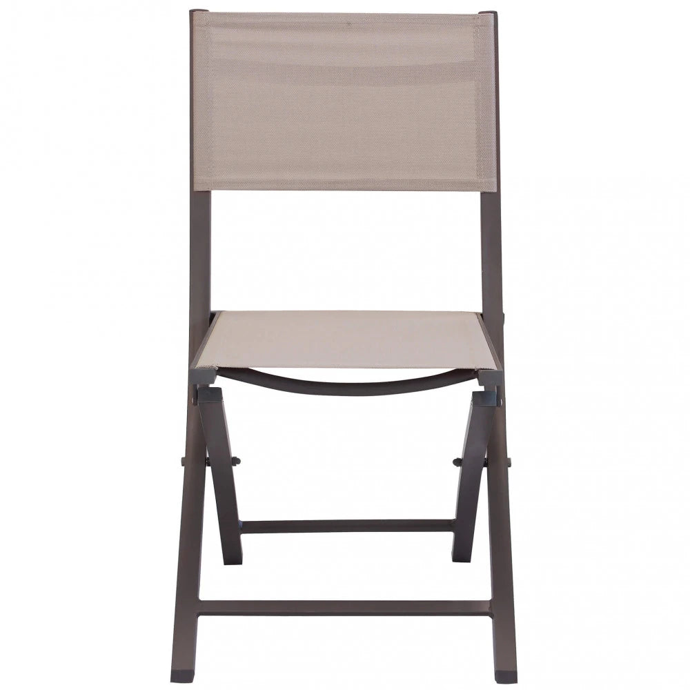 Sedia pieghevole Tortora imbottita in PVC con struttura in metallo, panoramica frontale