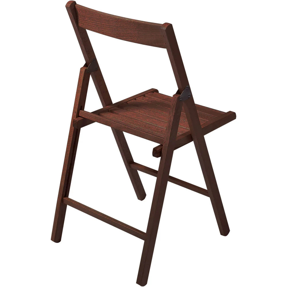 edia pieghevole in legno massello tinta noce, design classico salvaspazio, vista posteriore