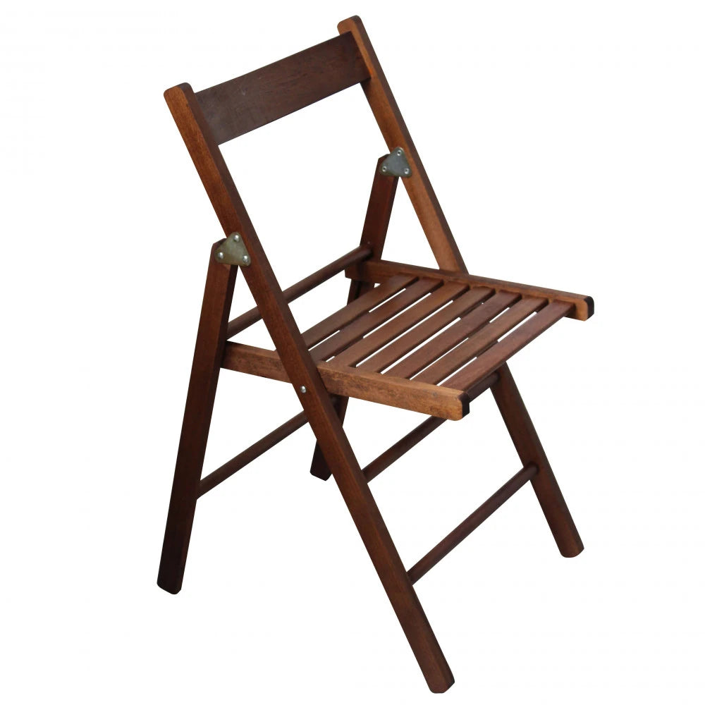 edia pieghevole in legno massello tinta noce, design classico salvaspazio, vista-laterale