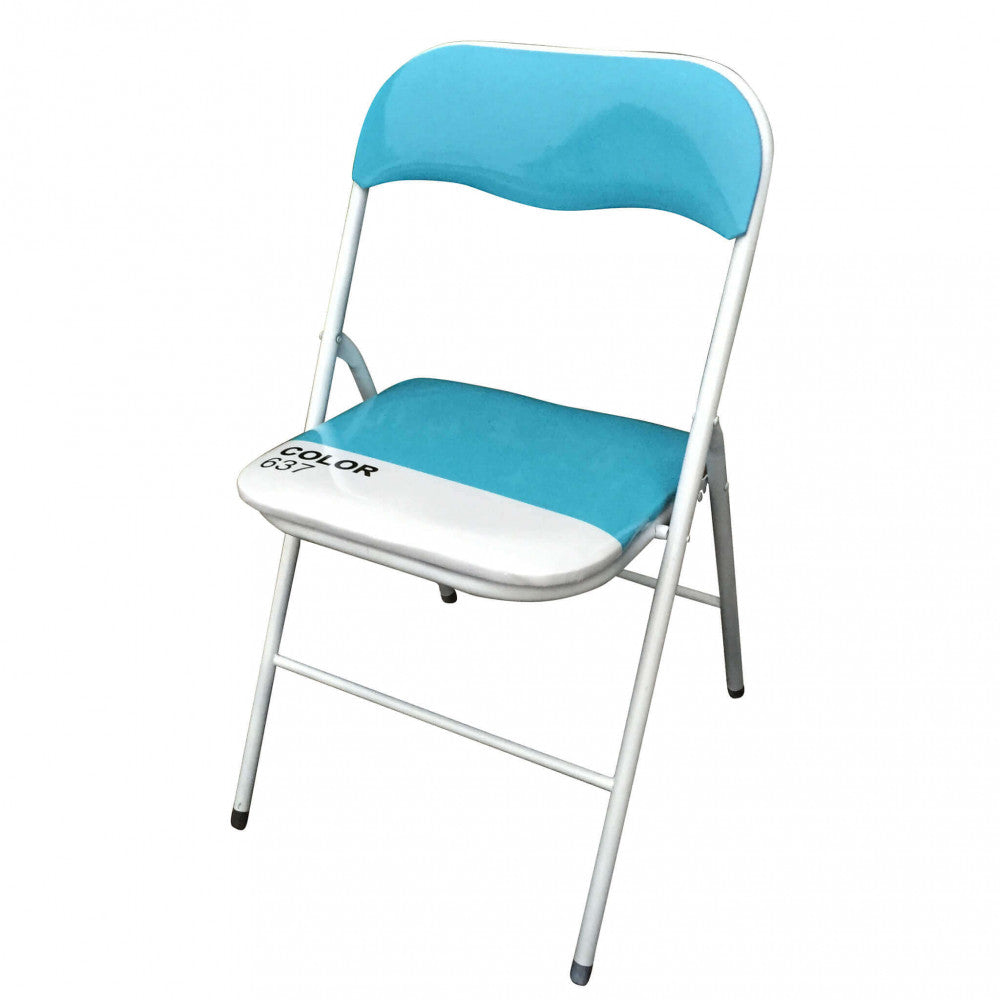 Sedia Cosma Slim Blu pieghevole vista laterale