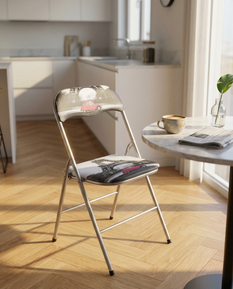 Sedia pieghevole Cosma Slim Parigi con stampa grafica