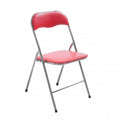 Sedia pieghevole Slim rossa opaca con seduta imbottita in PVC, struttura in acciaio