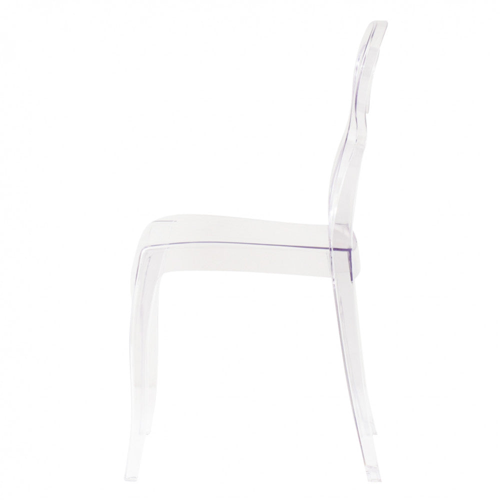 Sedia Pigalle in plastica color grigio tortora, dal design classico e versatile, panoramica laterale