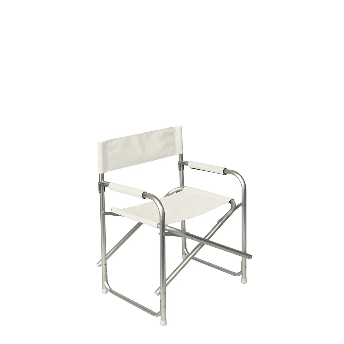 Sedia Regista Pieghevole Avorio con struttura in Alluminio e telo in Poliestere, design classico per esterni e campeggio