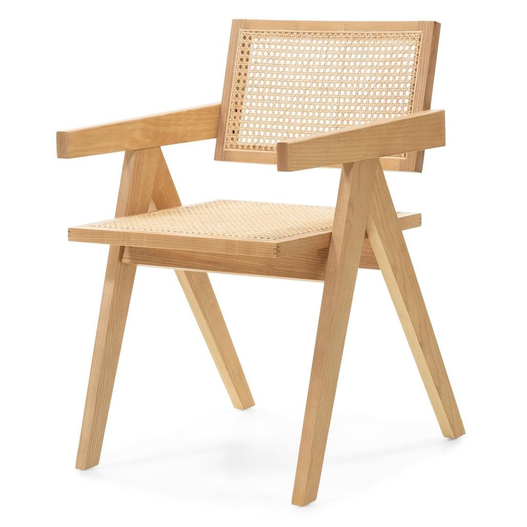 Sedia Rene in frassino naturale con paglia di Vienna e braccioli - NN-REN-UPH-CHA-NATWOO-175
