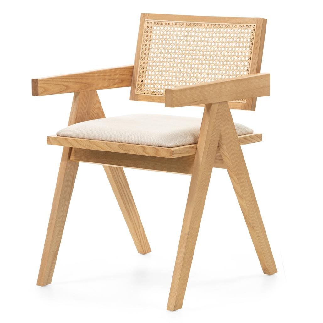 Sedia Rene in frassino naturale con paglia di Vienna e seduta beige - NN-REN-UPH-CHA-NATWOO-172