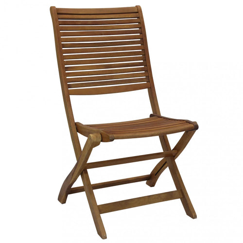 Sedia Riviera senza braccioli colore Naturale in legno di Acacia massiccio, elegante e resistente per giardino.