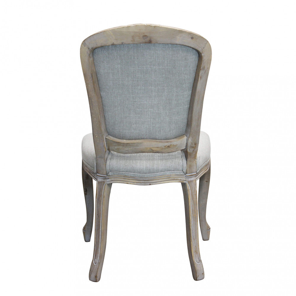 Sedia Romy in Tessuto Grigio, vista frontale, ideale per sala da pranzo moderna vista retro