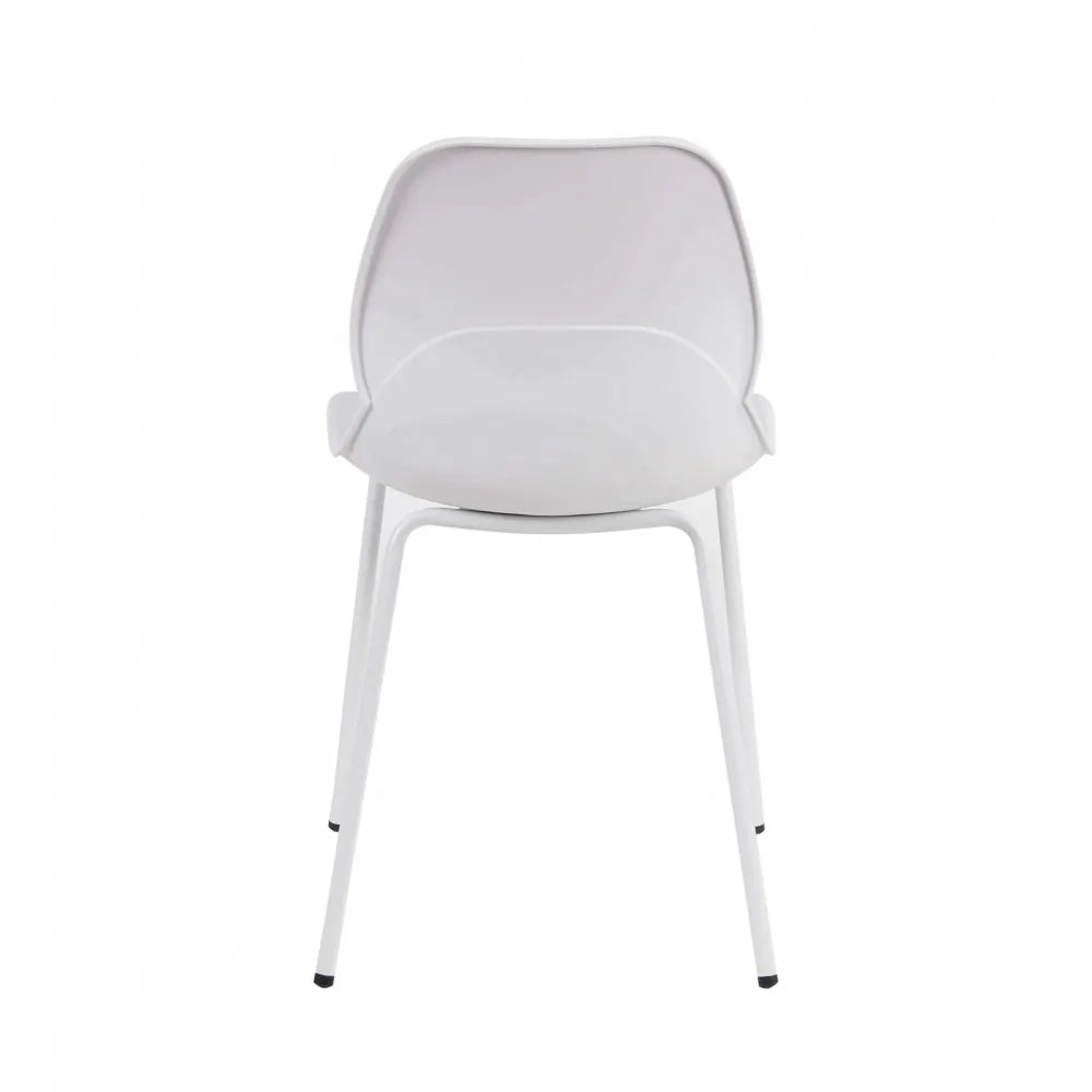 Sedia Stoccarda bianca in polipropilene e gambe in metallo, sedia da cucina total white moderna, vista posteriore