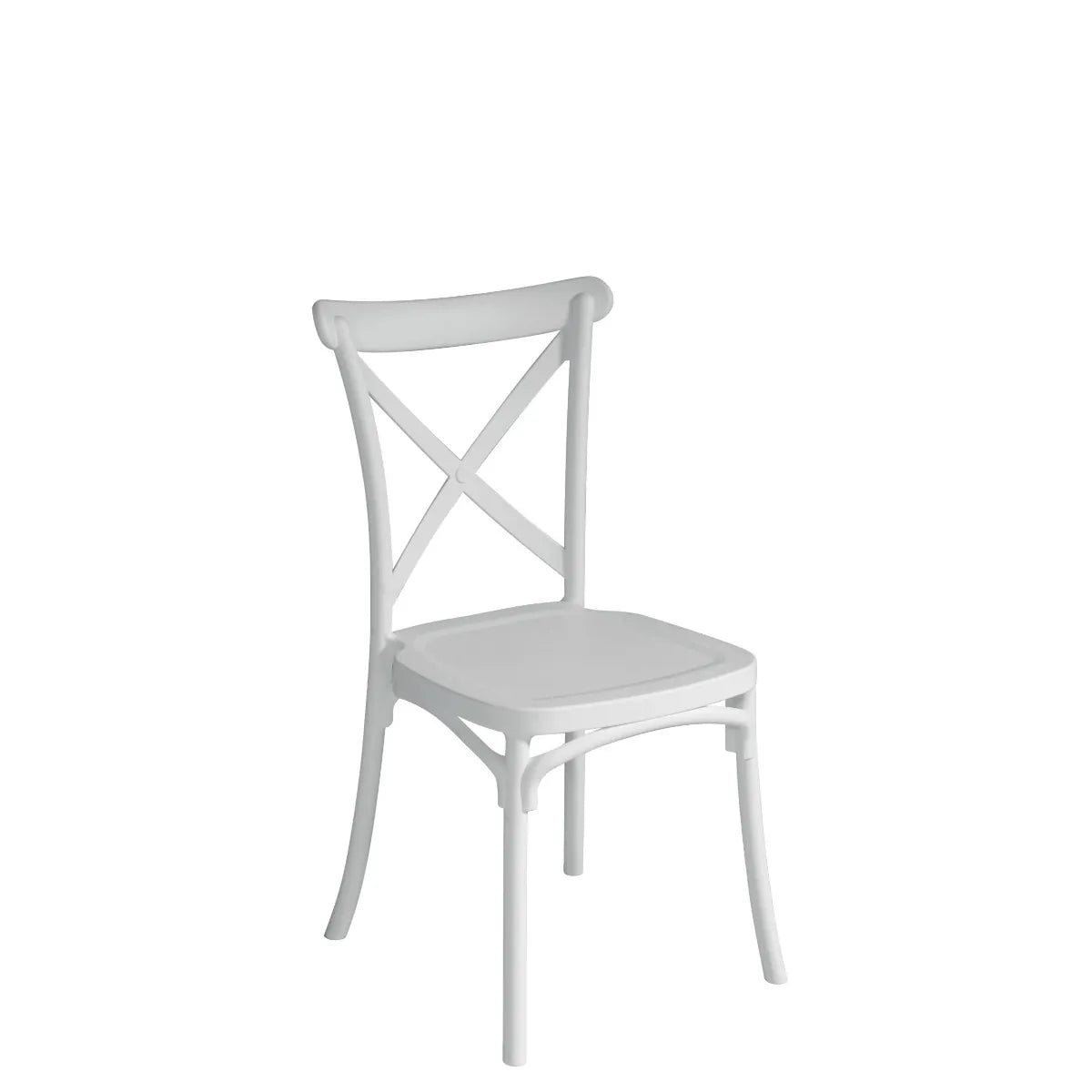 Sedia Trattoria Bianca impilabile in Polipropilene con Fibra di Vetro, resistente ai raggi UV per esterni e contract.