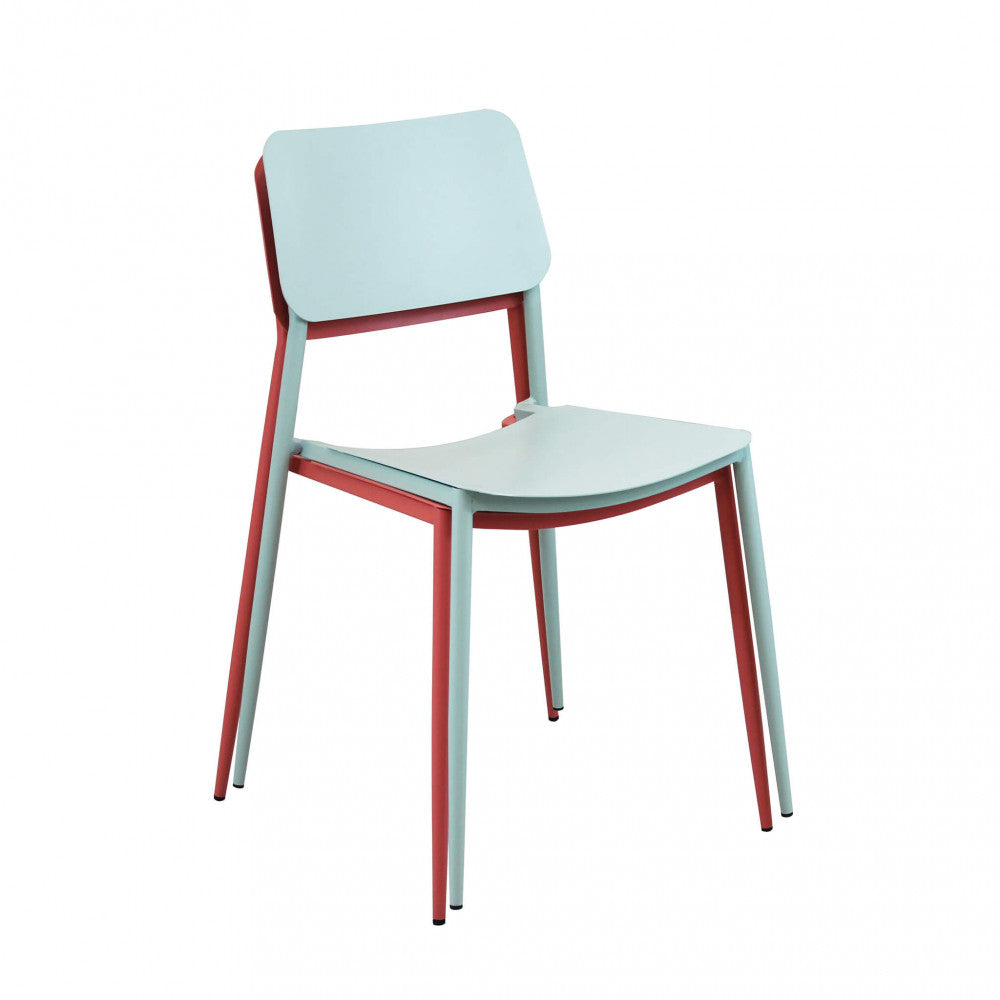 Sedia Vega impilabile in metallo con trattamento antiruggine, colore Tortora.