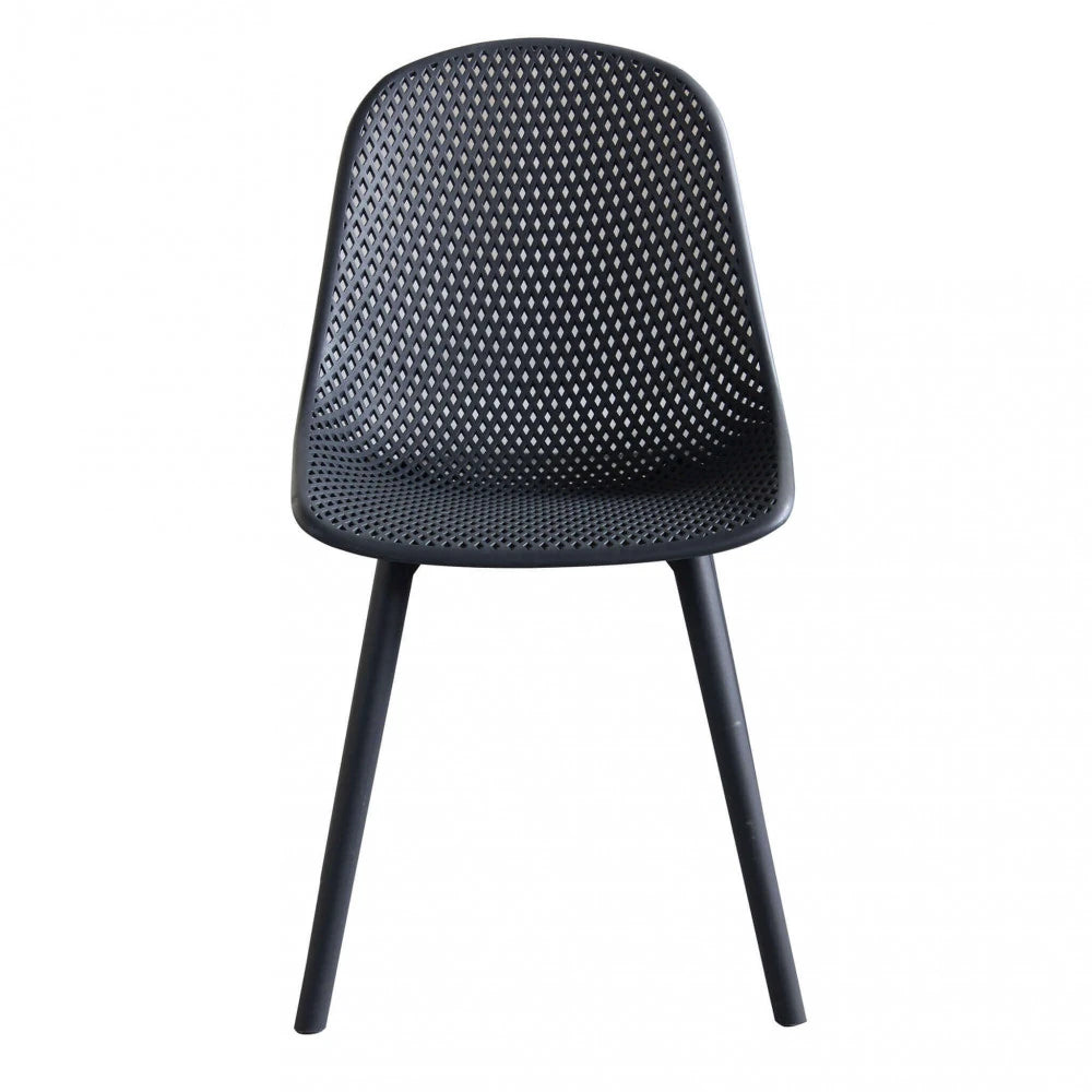 Sedia Vichy Antracite monoscocca in polipropilene, design moderno, ideale per cucina e giardino, vista frontale