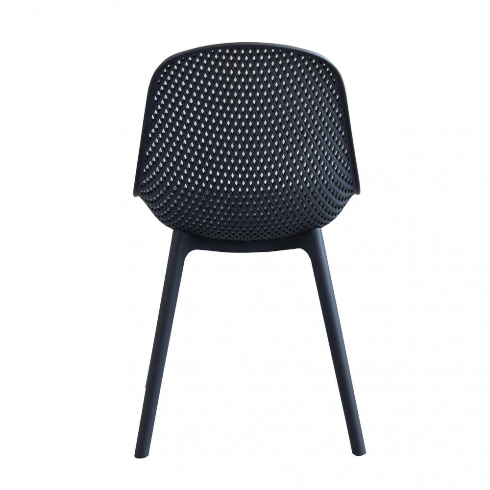 Sedia Vichy Antracite monoscocca in polipropilene, design moderno, ideale per cucina e giardino, vista posteriore