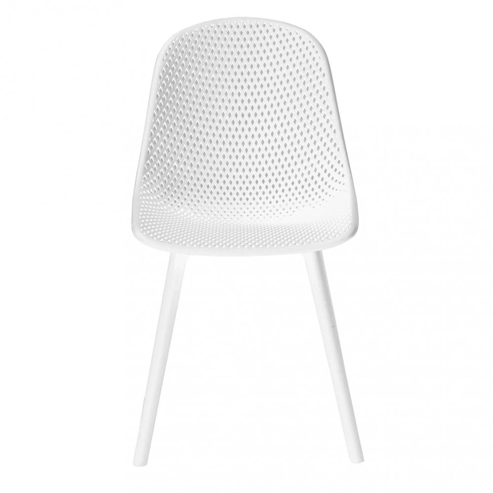 Sedia Vichy Bianca monoscocca in polipropilene, design moderno, ideale per cucina e giardino, vista frontale