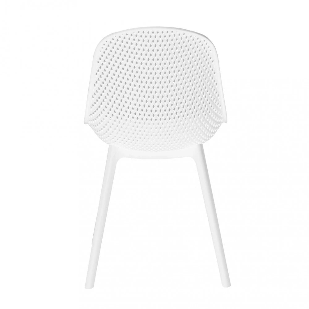 Sedia Vichy Bianca monoscocca in polipropilene, design moderno, ideale per cucina e giardino, vista posteriore