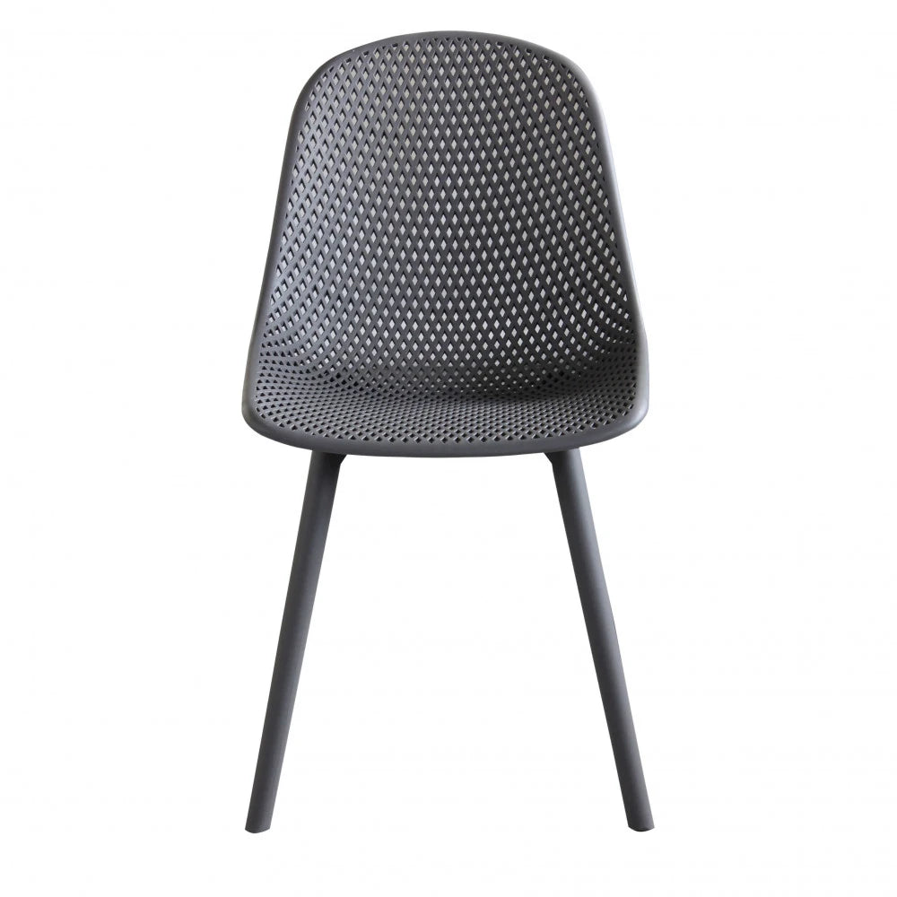 Sedia Vichy Taupe (Tortora) monoscocca in polipropilene, design moderno, ideale per cucina e giardino, vista frontale