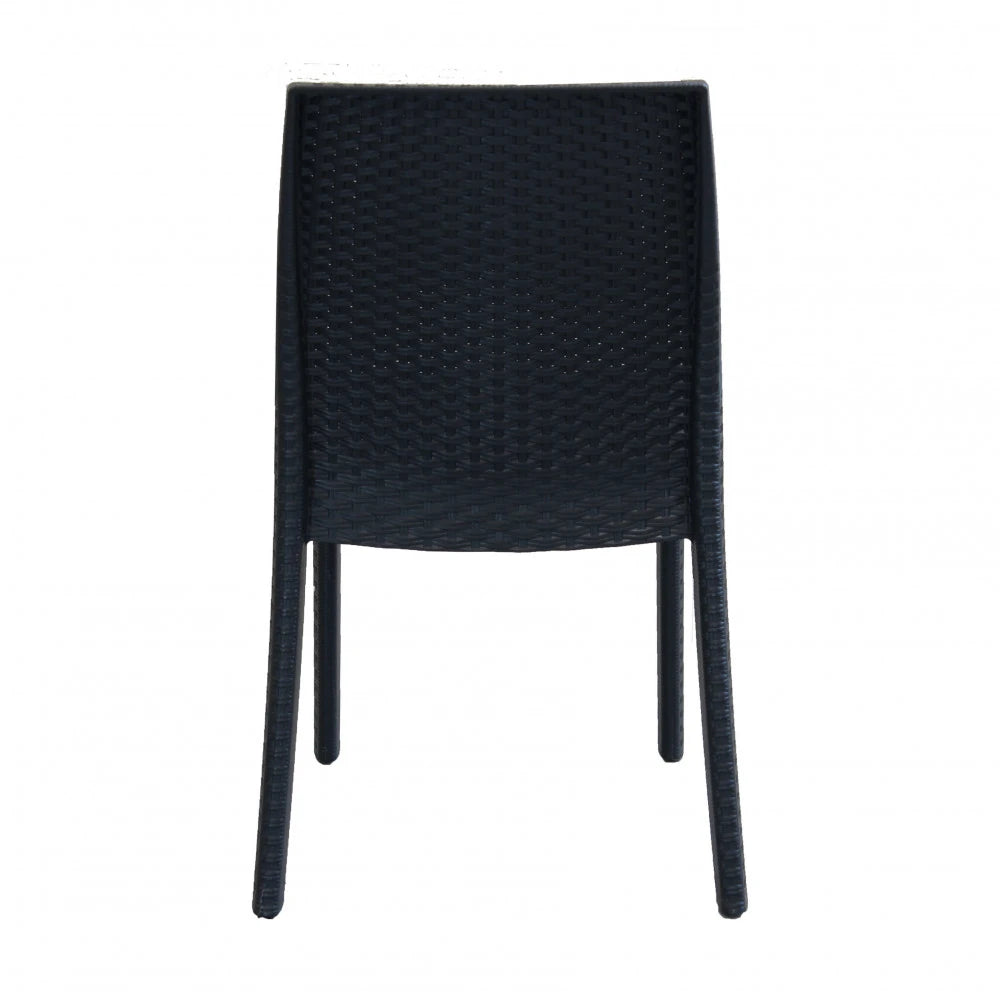 Sedia da giardino Virginia Antracite in plastica stampata effetto Wicker, design moderno resistente agli UV, vista posteriore